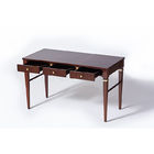 Antique MDF Wooden Writing Desk With Walnut Veneer Solid Wood Legs with Three Drawer