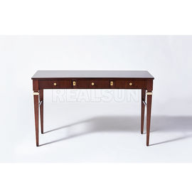 Antique MDF Wooden Writing Desk With Walnut Veneer Solid Wood Legs with Three Drawer