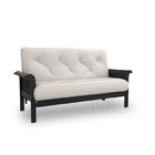 Black Metal Frame Aluminium Fabric Sofa Upholstery With White Velvet Two Seater
