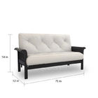 Black Metal Frame Aluminium Fabric Sofa Upholstery With White Velvet Two Seater