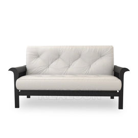 Black Metal Frame Aluminium Fabric Sofa Upholstery With White Velvet Two Seater