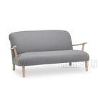 Elegant Linen Antique Loveseat 2 Seater Living Room Sofa With Wooden Handle