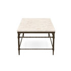 Vintage Metal Frame Brushed Brass Small Modern Coffee Table With Crystal Stone Veneer Top