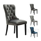 Modern Design Wooden Dining Room Chairs Restaurant Fabric Upholstered Tufted Ring Back