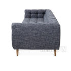 Folded Tufting Grey Linen Fabric Living Room Sofa Walnut Legs And Delicately