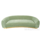 Luxurious Mohair Sofa Home Furniture Golden Brass Metal Base Green Velvet Fabric
