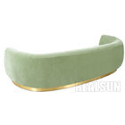 Luxurious Mohair Sofa Home Furniture Golden Brass Metal Base Green Velvet Fabric