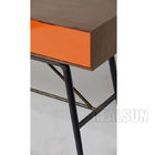 Wooden Frame Hotel Writing Desk With Drawers And Black Powder Coated SS Frame