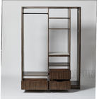3 Drawers Hotel Room Wardrobe With Stainless Steel Rod And 2 Shelves Closet