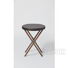 Circular Upholstered Top Luxury Hotel Bedroom Furniture X Base Solid Wood Legs Drink Table