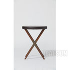 Circular Upholstered Top Luxury Hotel Bedroom Furniture X Base Solid Wood Legs Drink Table