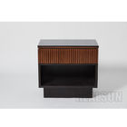 Ritz Carlton Natural Walnut Veneer Hotel Bedside Tables With Open Space Nightstand