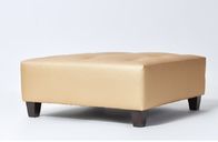 Modern Square Shape Upholstered Button Tuffted Ottoman Coffee Table Solid Wood Legs