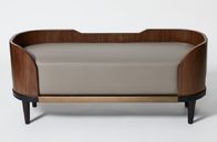 Ritz Carlton Hotel Upholstered Bedroom Bench Walnut Wood Finish