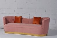 Pink Velvet Fabric Living Room Sofa With Gold Stainless Steel Base