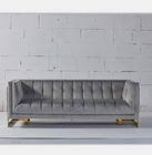 Velvet Fabric Tufted Modern Living Room Sofa With Hallow Metal Legs