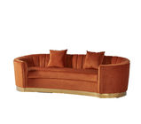 European Style Modern Fabric Orange Velvet Curved Sofa