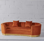 European Style Modern Fabric Orange Velvet Curved Sofa