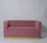 Fashion Smoky Pink Velvet Tufted Sofa With Metal Base