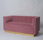 Fashion Smoky Pink Velvet Tufted Sofa With Metal Base