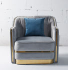 Light Luxury Style Velvet Fabric Single Sofa With Stainless Steel Decorated