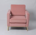 Pink Velvet Living Room Leisure Arm Sofa Chair With Stainless Steel Legs