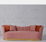 Living Room Tufted Velvet Smoky Pink Sofa With Metal Base