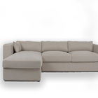 Contemporary 3 Seater L Shape Fabric White Velvet Sectional Sofa