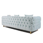 Velvet Fabric 3 Seater Button Texture Living Room Sofa
