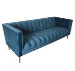 Blue Velvet Tufted 3 Seat 221x76x78cm Living Room Sofa