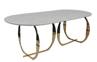 Modern Stainless Steel 160KG White Marble Top Dining Table