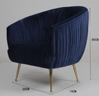 Modern Blue 88CM Velvet Fabric Armchair With Stainless Steel Legs