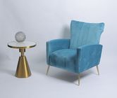 Modern Blue Velvet Armchair With Stainless Steel Legs