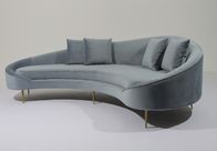 W 260cm Velvet Fabric Sofa Stainless Steel Base Couch For Living Room