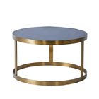 Modern Round Wooden Top Stainless Steel Metal Frame Coffee Table 90x52cm