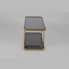 Tempered Glass Top Stainless Steel Side Table Gold Square Nordic Style