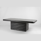 Minimalist Solid Wood Black Rectangular Dining Table Modern