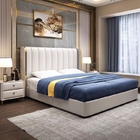 Light luxury leather double bed modern hotel bedroom furniture 1.8 m wedding bed