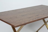 Solid Wood Metal Legs Frame Wood Dining Table Rectangular