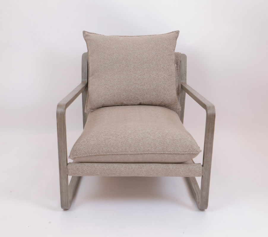 Hotel Bedroom Solid Oak Wood Lounge Chair Stainless Steel Base