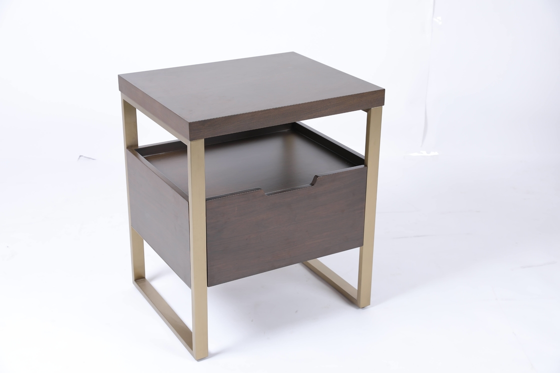 Custom Night Stand Bedside Table Solid Wood Stainless Steel