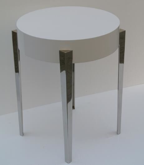 Wooden Top Round Metal Side Table For Coffee Shop , Wood Top End Tables