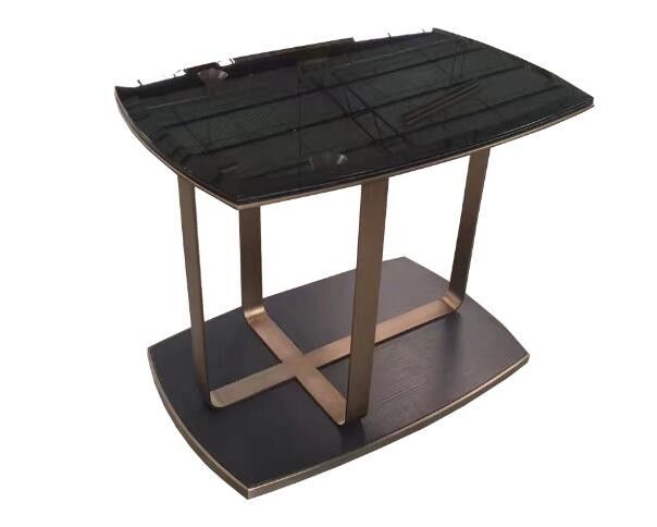Tempered Glass Top Metal Frame End Table 10mm Thick For Hotel Modern Style