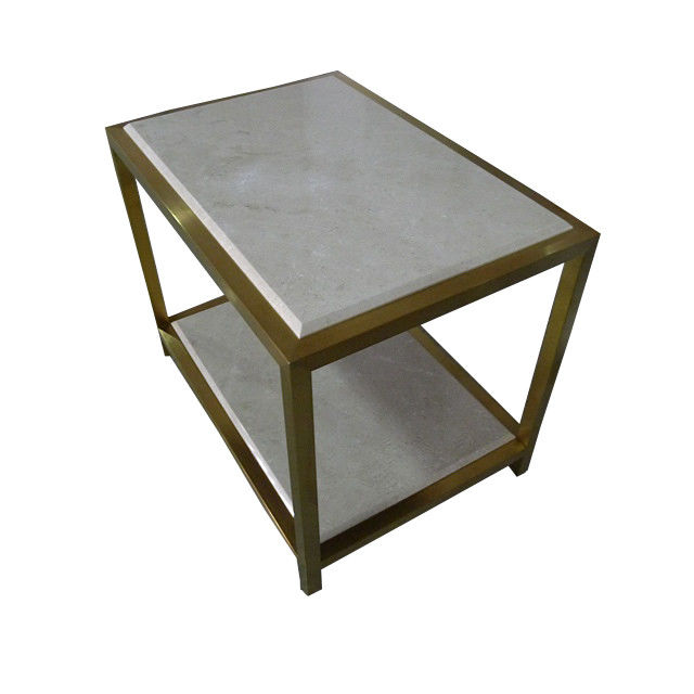 White Stone Top Living Spaces Coffee Table Furniture , Fully Assambled Oak Bedside Tables
