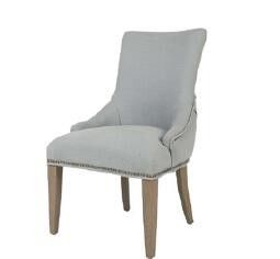 High Back Dark Grey Upholstered Dining Chairs With Solid Wood Leg , American Style