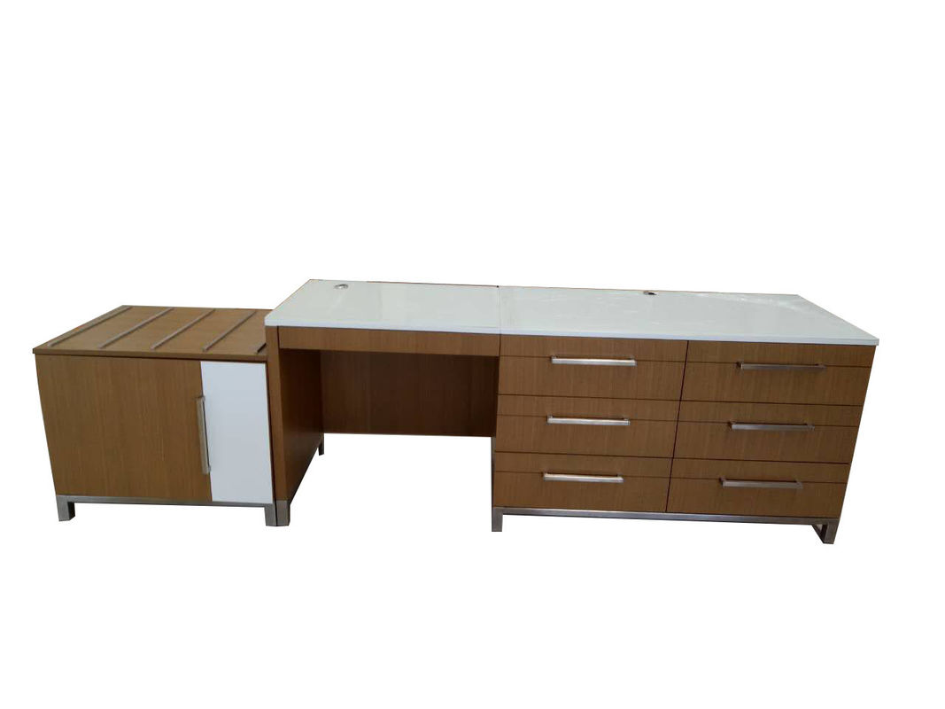 Hotel Furniture Glass Top Writing Desk With Multi Drawers Fully Assambled