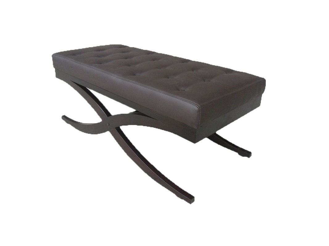 End Bedroom Ottoman Bench Fabric With Solid Wood Legs , American Style