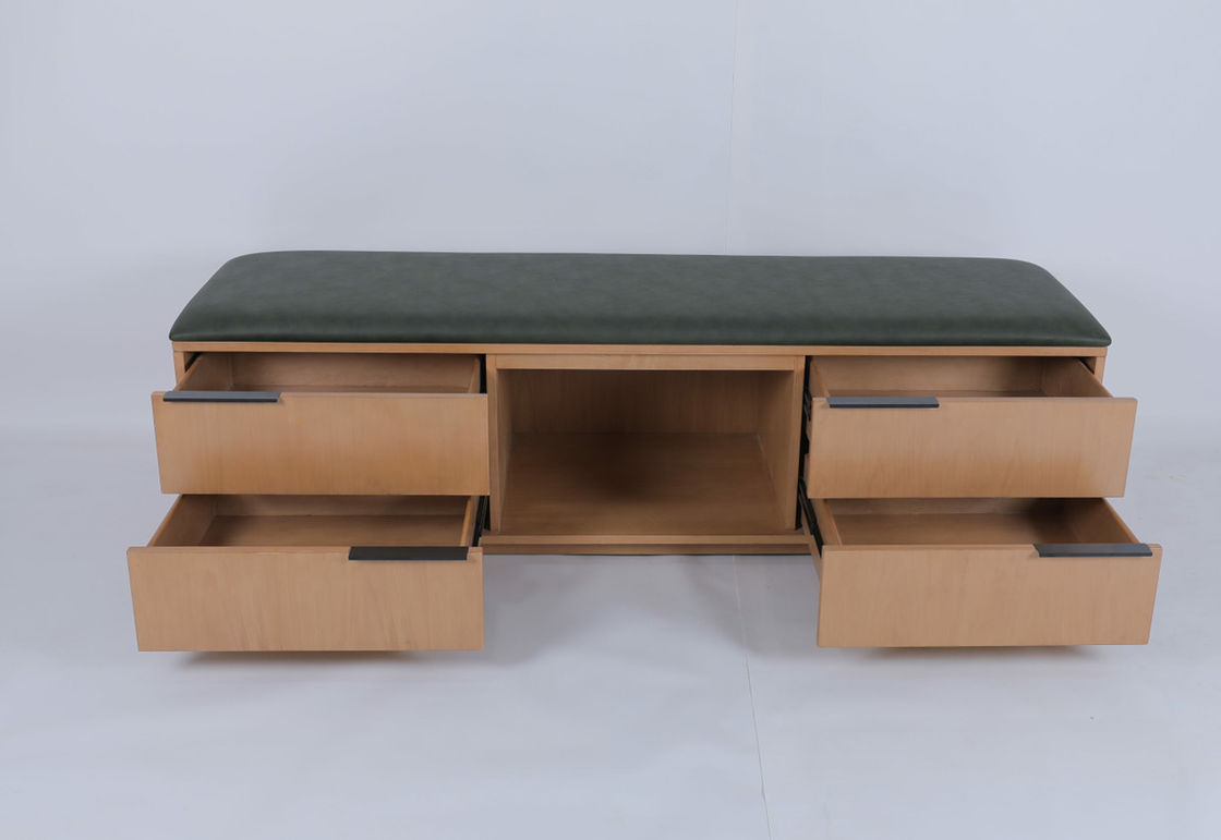 Wooden Luxury Commercial Hotel Luggage Bench With Drawers