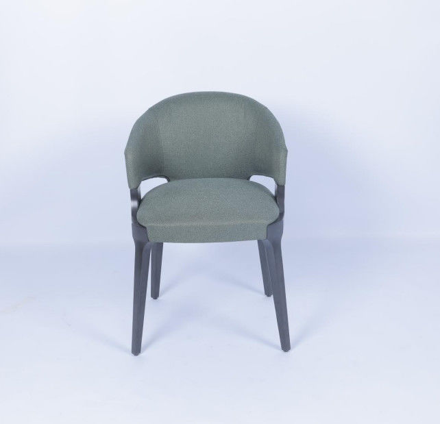 Velvet Wood Modern Dining Arm Chairs Customized Fabric Wood Frame