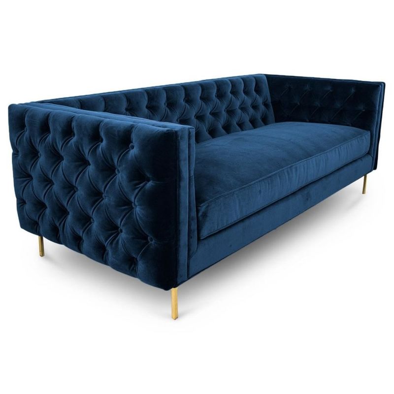 Golden metal leg new model black velvet fabric  button tufted sofa sets for wedding,living room sofa